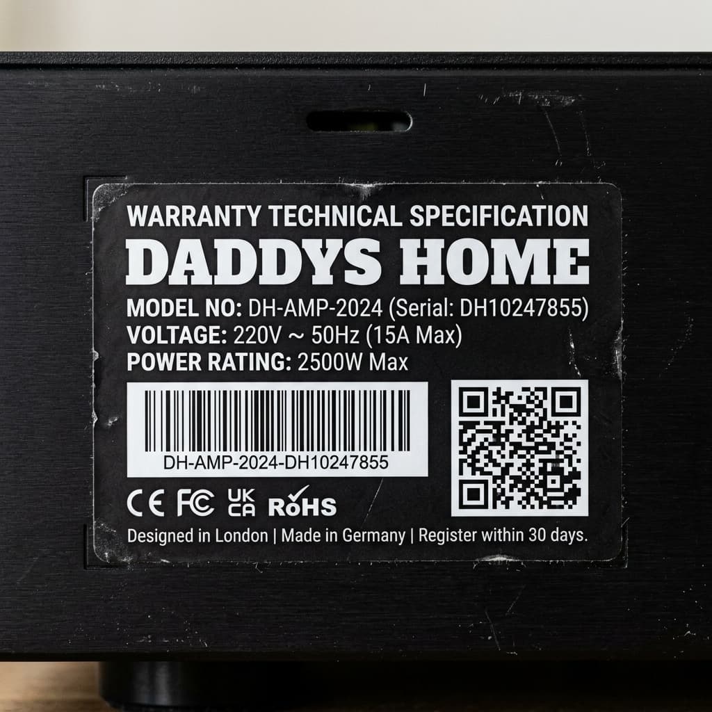 Ảnh tem thông số kỹ thuật và số Serial / QR