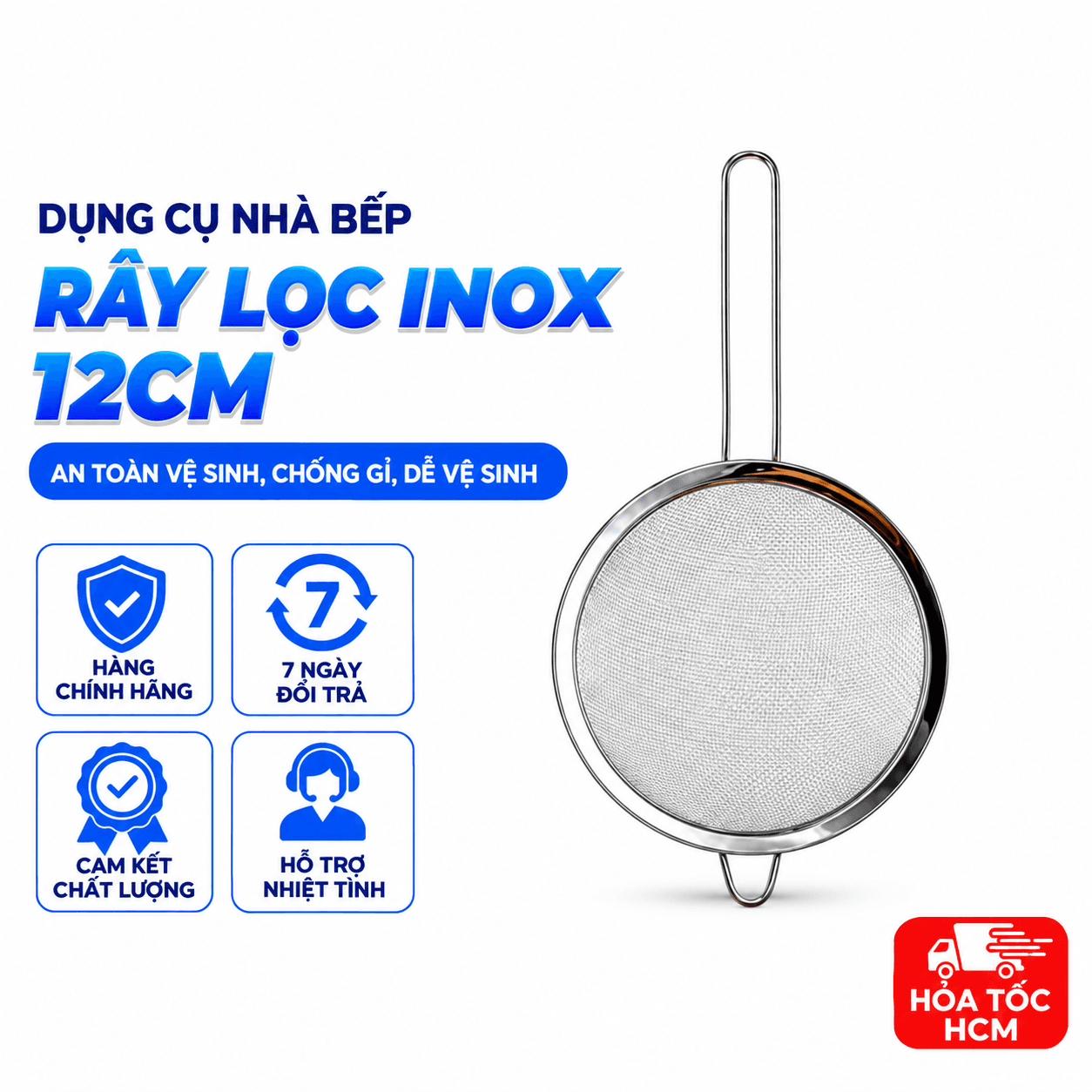 Rây Lọc Inox 12cm, Rây Lọc Thực Phẩm Nhà Bếp Đa Năng