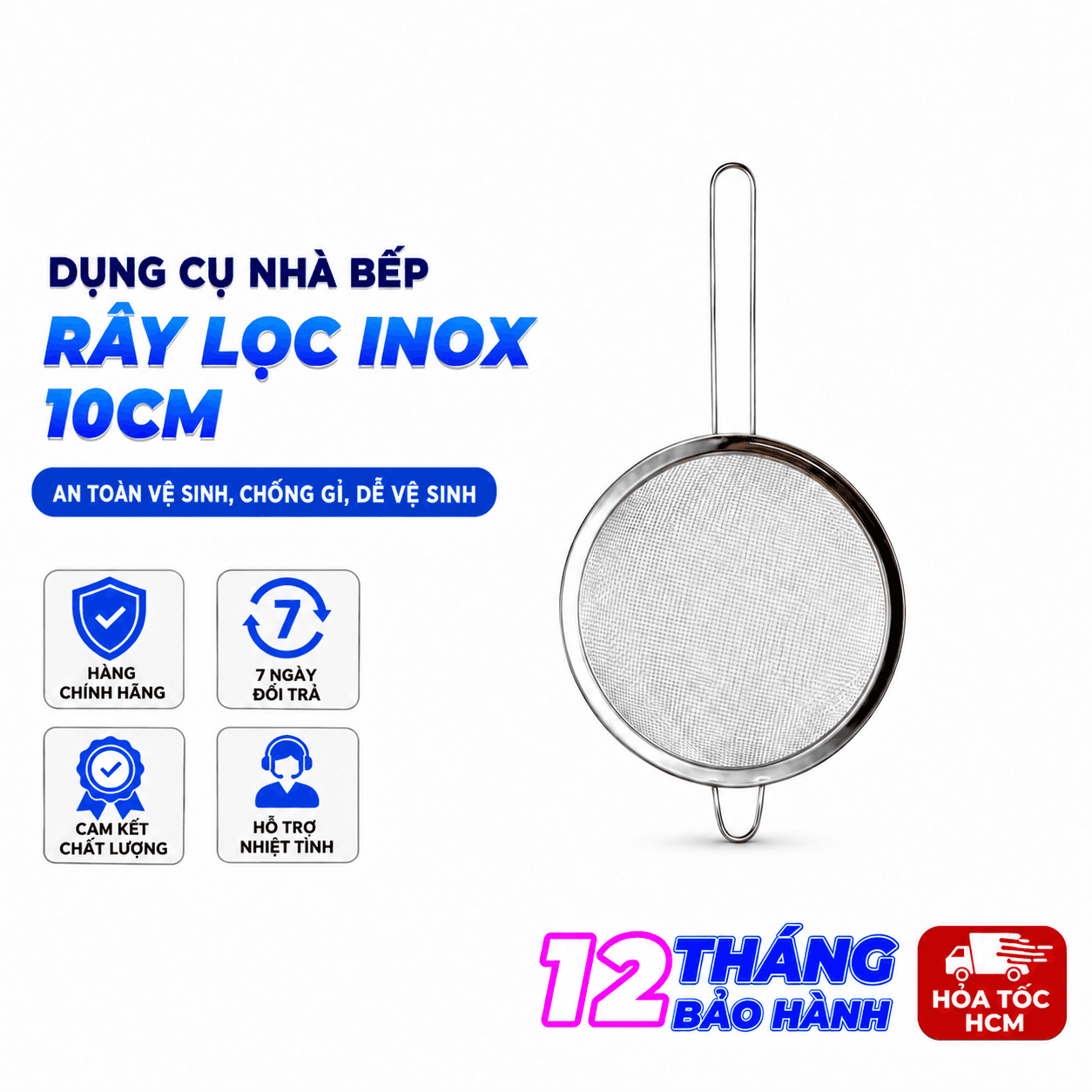 Rây Lọc Inox 10cm, Rây Lọc Thực Phẩm Nhà Bếp Đa Năng