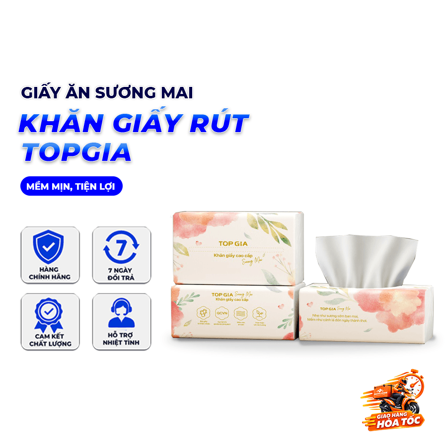 Khăn Giấy Ăn Sương Mai TOPGIA, Giấy Ăn Mềm Mịn Thấm Hút Tốt Dùng Cho Gia Đình