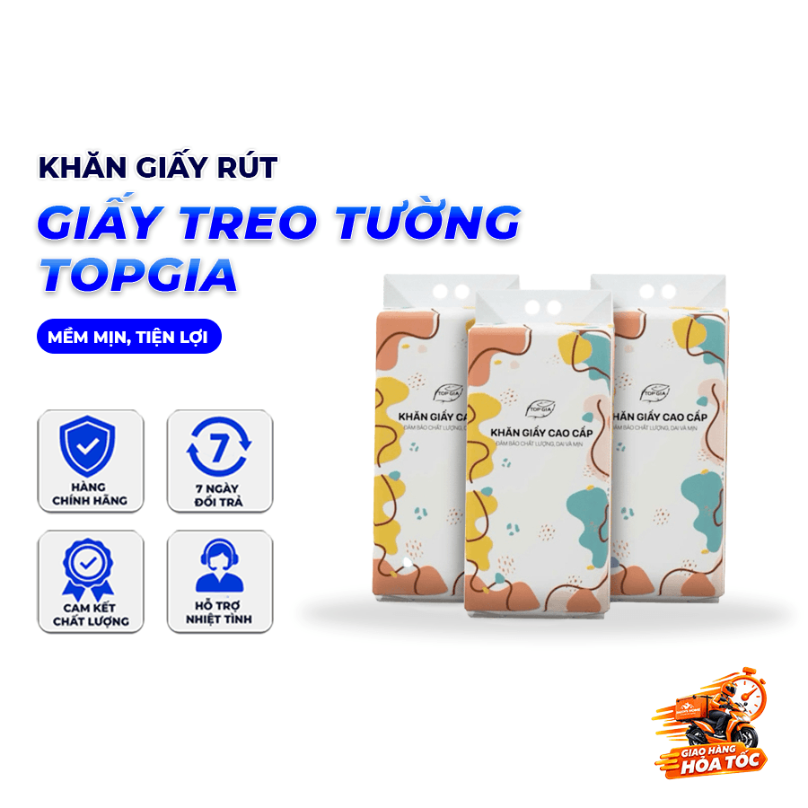 Giấy Rút Đáy Đa Sắc TOPGIA 4 Lớp, Giấy Vệ Sinh Treo Tường Mềm Mịn Thấm Hút Tốt Dùng Gia Đình
