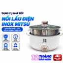 Nồi Lẩu Điện Mitsu MS99 28cm Màu Trắng, Nồi Lẩu Đa Năng Kèm Xửng Hấp Inox Tiện Lợi