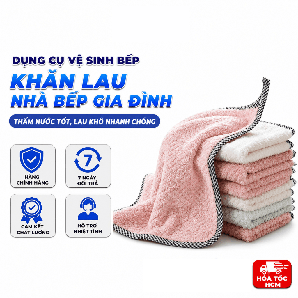 Khăn Lau Viền Kẻ, Khăn Lau Đa Năng Dùng Cho Nhà Bếp Gia Đình