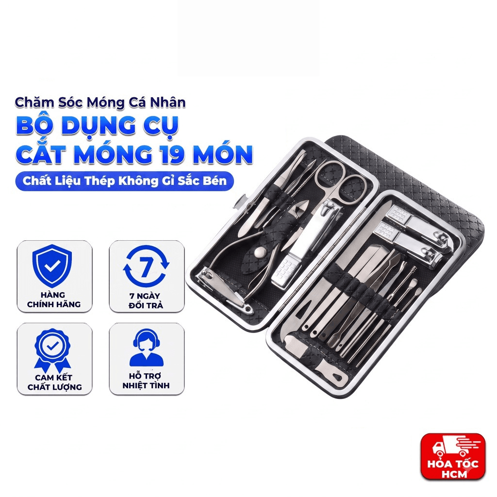 Bộ Cắt Móng 19 Chi Tiết, Bộ Kềm Cắt Móng Tay Chân Chăm Sóc Cá Nhân