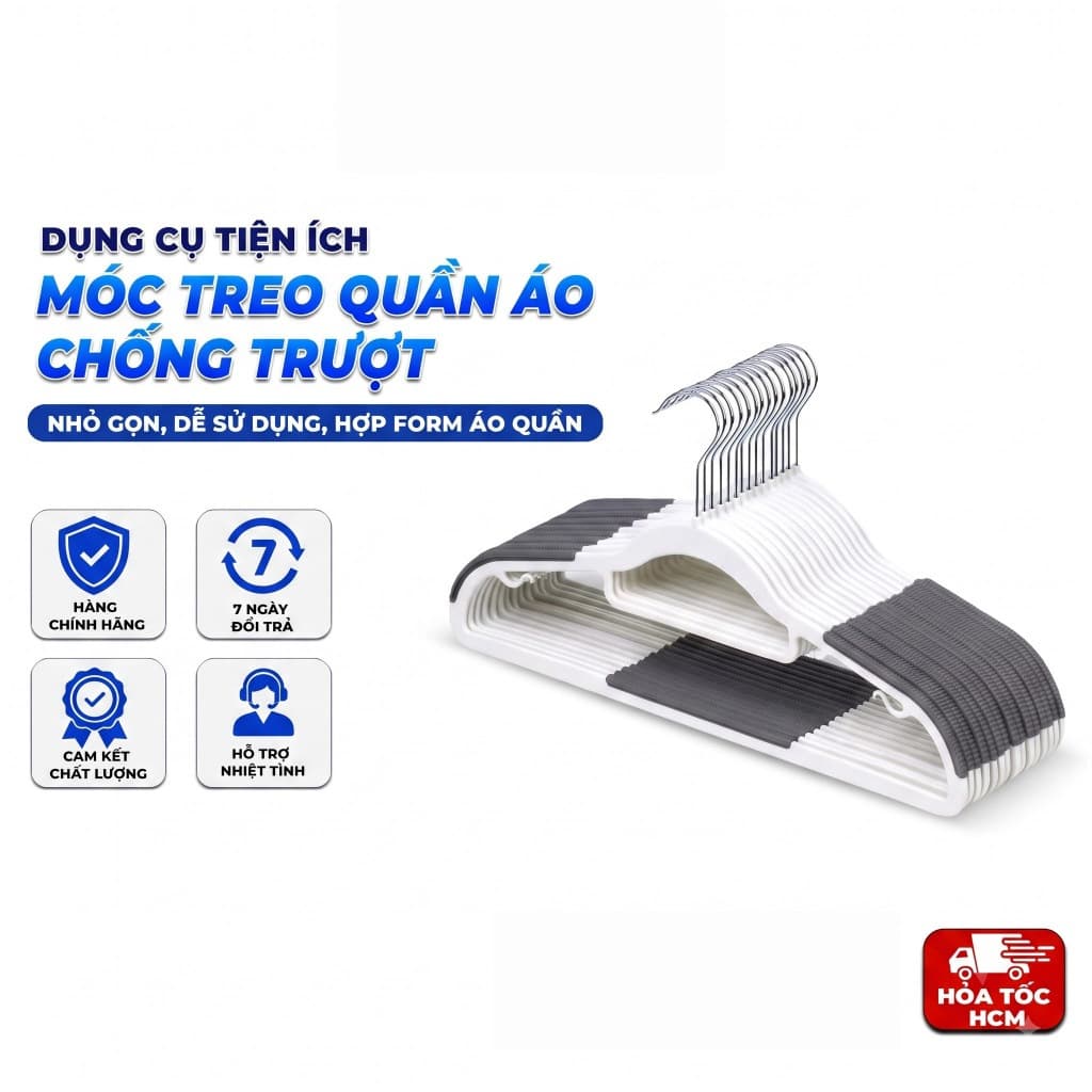 SET 10 Móc Treo Quần Áo Chống Trượt F8, Móc Phơi Đồ Tiết Kiệm Không Gian