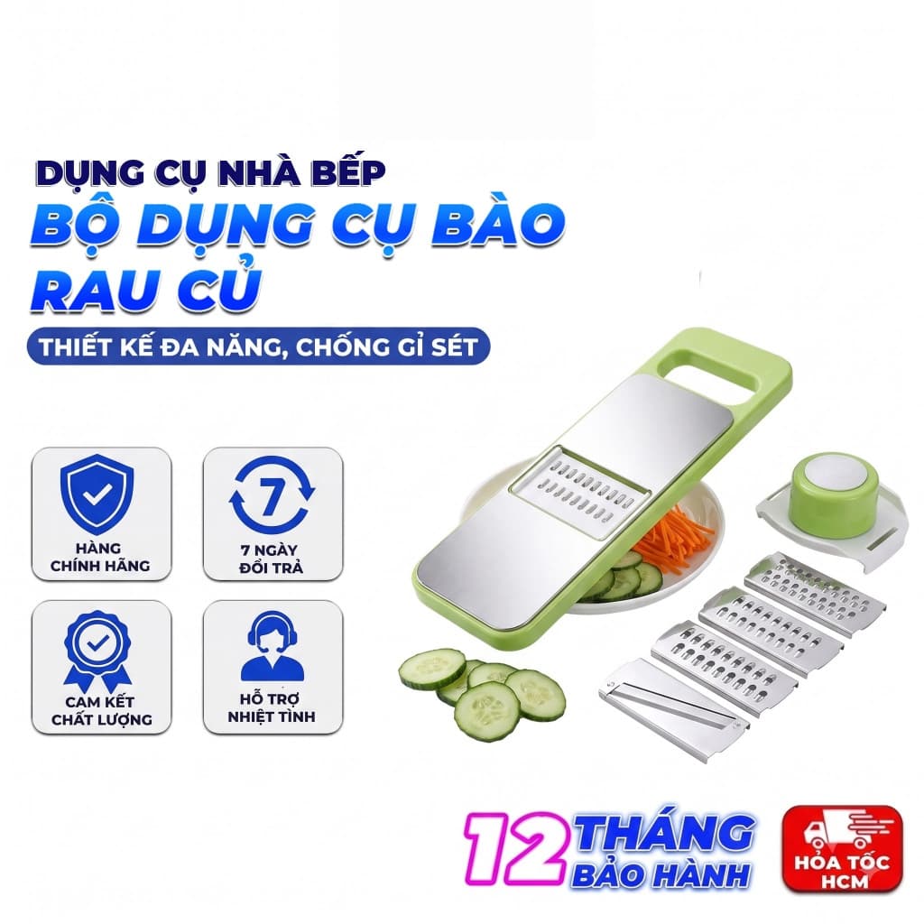 Bộ Nạo Rau Củ 5 Chi Tiết LA01, Dụng Cụ Bào Nạo Cắt Rau Củ Đa Năng