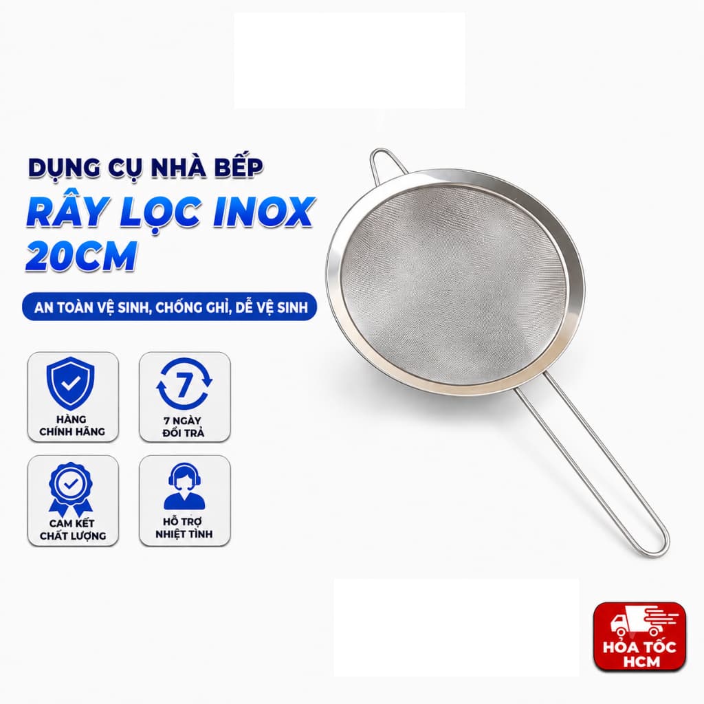 Rây Lọc Inox 20cm, Rây Lọc Thực Phẩm Nhà Bếp Đa Năng