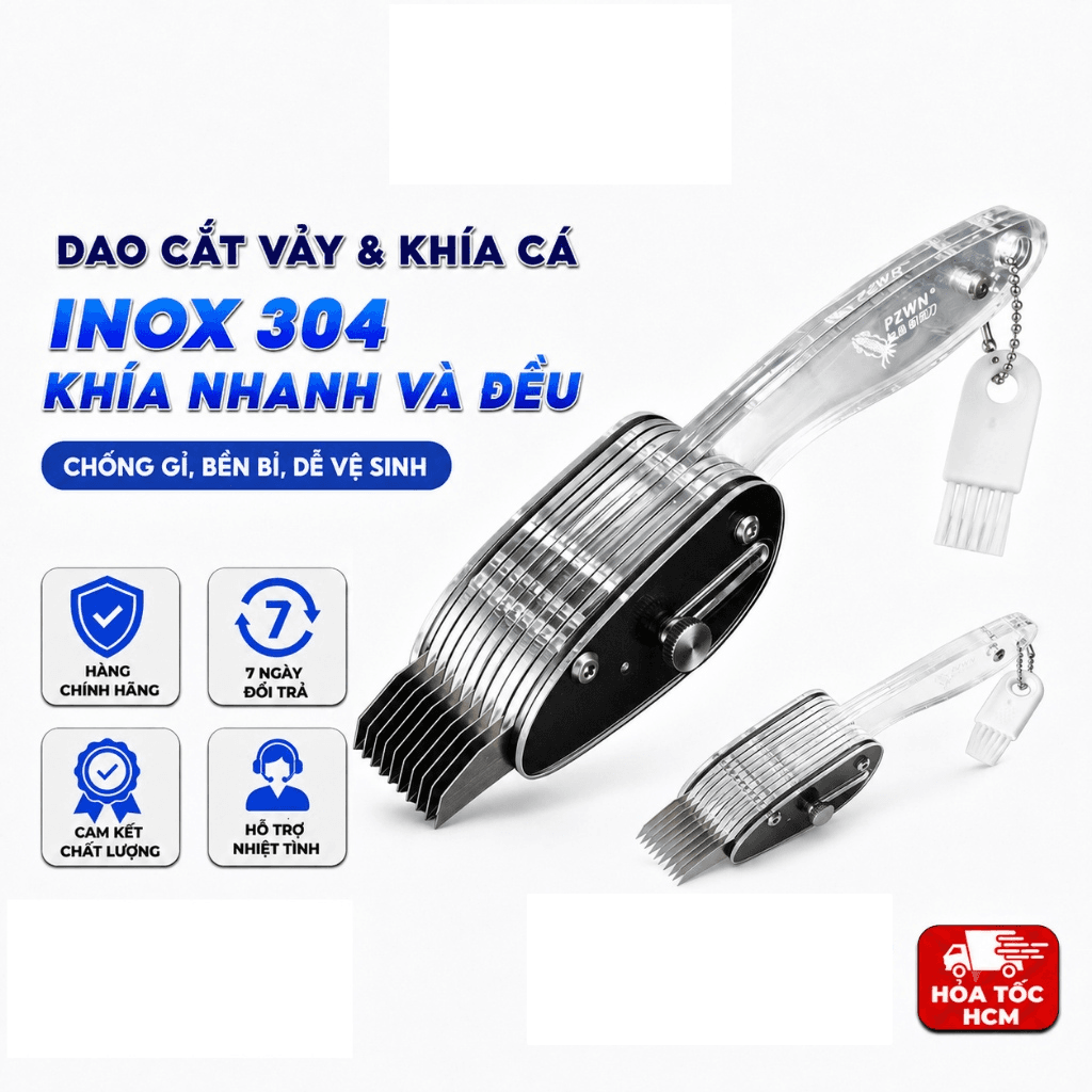 Dao Cắt Karo Khía Mực Đa Năng – Lưỡi 420J2, Điều Chỉnh Độ Sâu, Khía Cá Thịt Nhanh Chính Xác