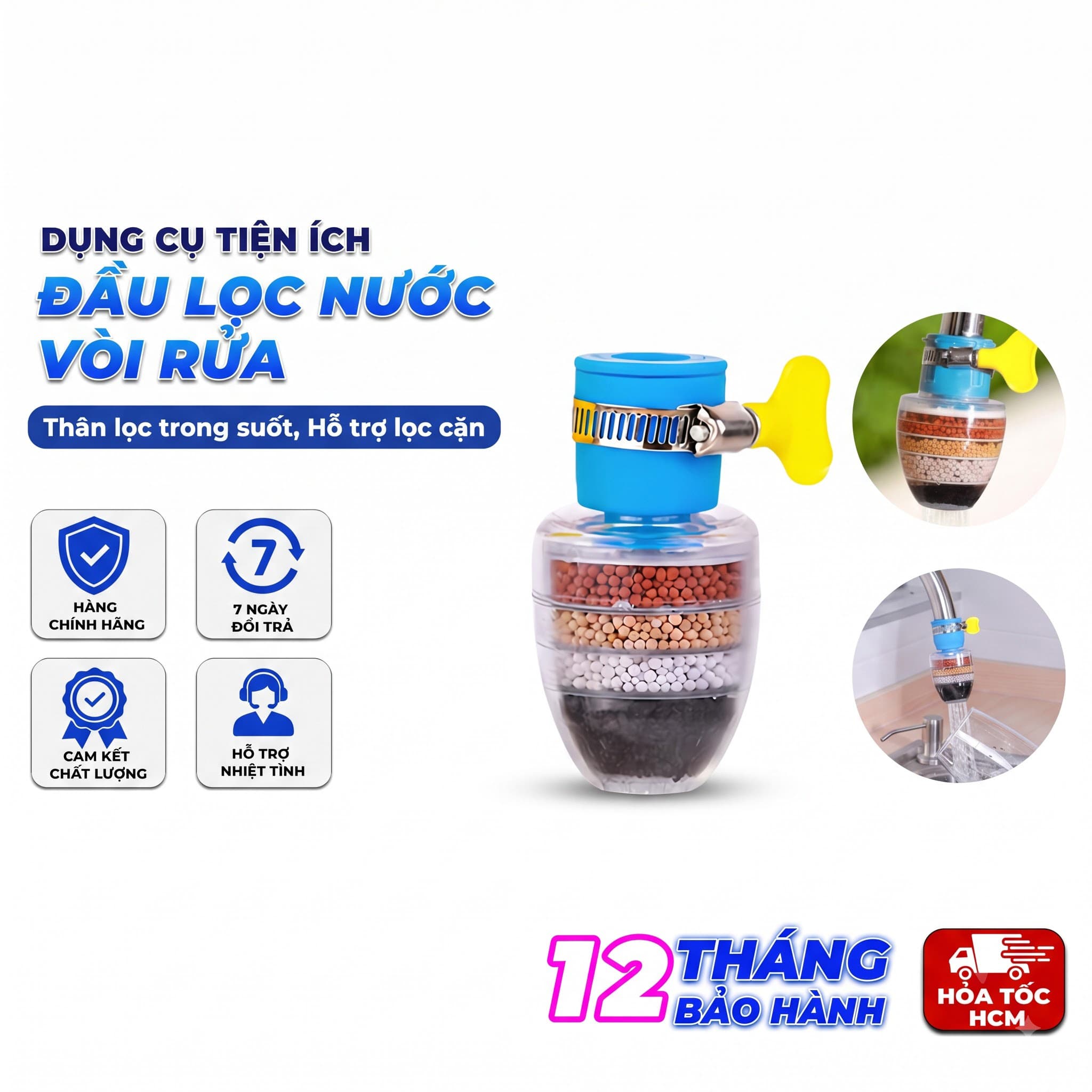 Đầu Lọc Vòi Nước 6 Tầng, Đầu Lọc Nước Vòi Rửa Nhà Bếp