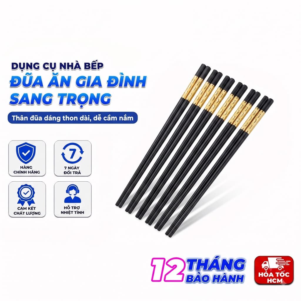 Vỉ 10 Đôi Đũa Sọc, Bộ Đũa Ăn Gia Đình Tiện Lợi
