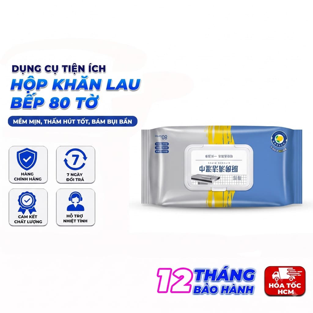Hộp Khăn Lau Bếp 80 Tờ, Khăn Lau Đa Năng Dùng Cho Nhà Bếp