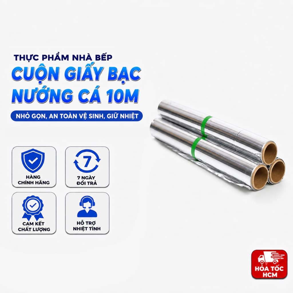 Cuộn Giấy Bạc 5m, Giấy Bạc Bọc Nướng Bảo Quản Thực Phẩm