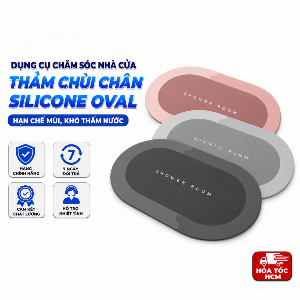 Thảm Chùi Chân Silicone Oval, Thảm Nhà Tắm Chống Nước Tiện Lợi