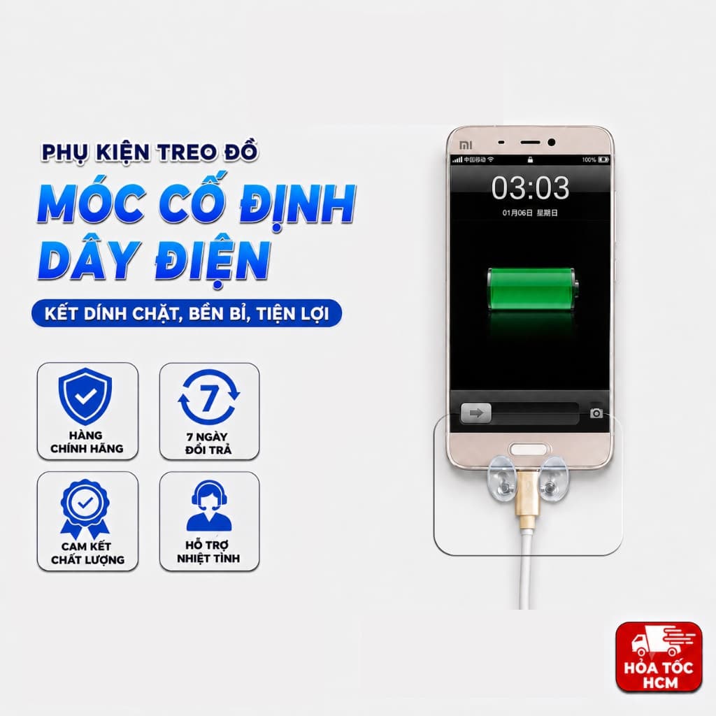 Miếng Dán Treo Đầu Dây Điện Trong Suốt, Móc Cố Định Dây Điện Tiện Lợi