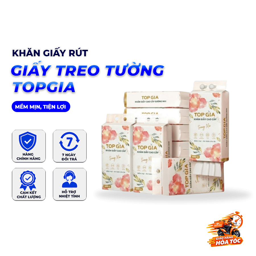 Khăn Giấy Rút Đáy Sương Mai TOPGIA 4 Lớp, Giấy Treo Tường Mềm Mịn Thấm Hút Tốt Dùng Gia Đình