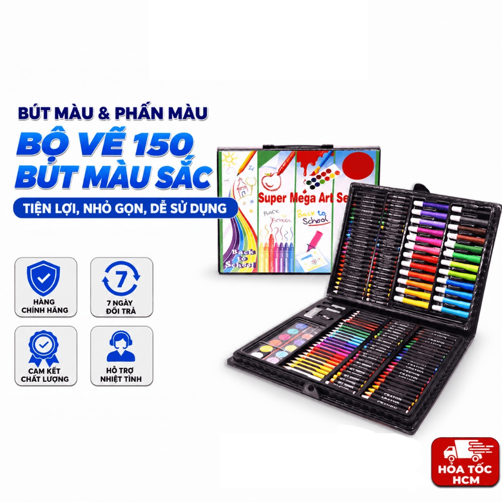 Bộ Màu 150 Chi Tiết, Bộ Dụng Cụ Tô Vẽ Đa Năng Cho Bé