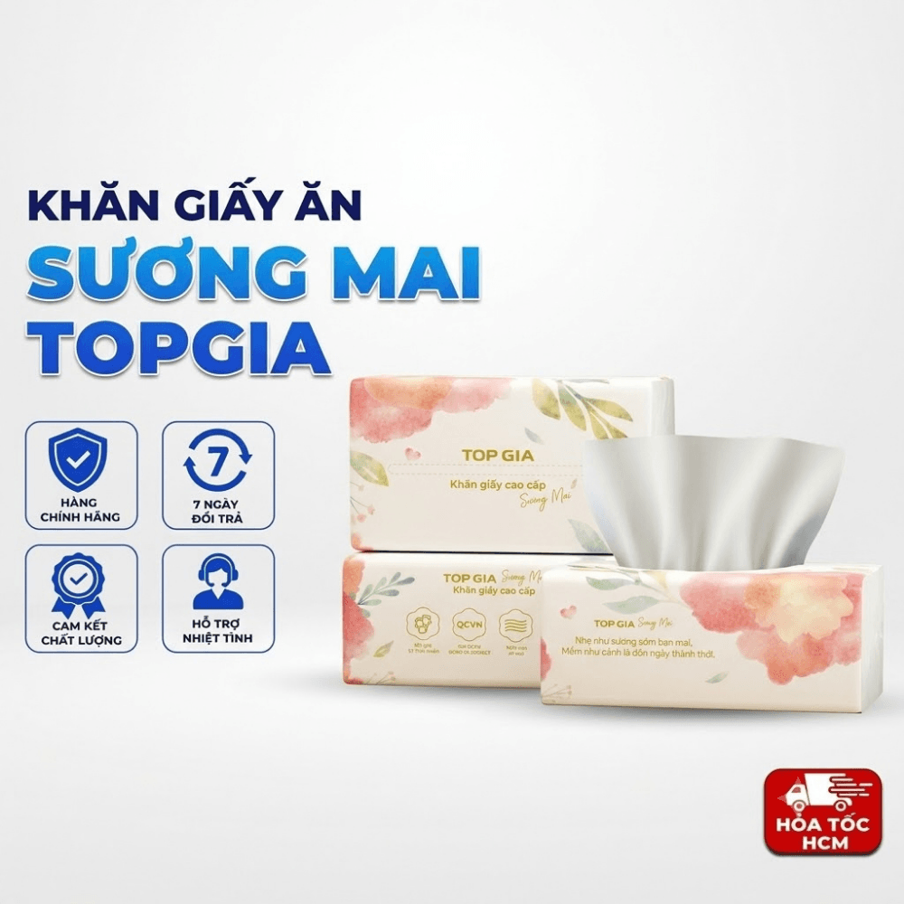 Khăn Giấy Ăn Sương Mai TOPGIA, Giấy Ăn Mềm Mịn Thấm Hút Tốt Dùng Cho Gia Đình - 02010105002