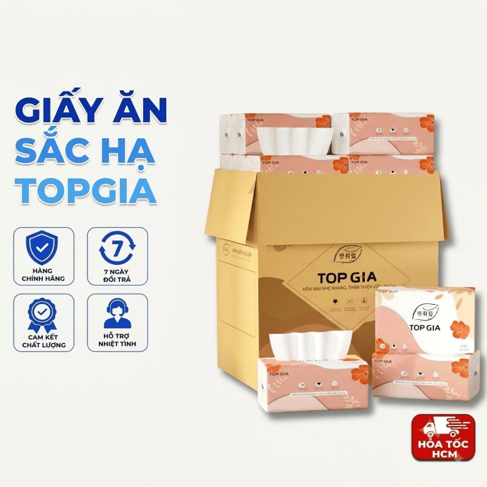 Giấy Ăn Sắc Hạ TOPGIA 4 Lớp, Khăn Giấy Rút Mềm Mịn Thấm Hút Tốt Dùng Cho Gia Đình - 02010106009