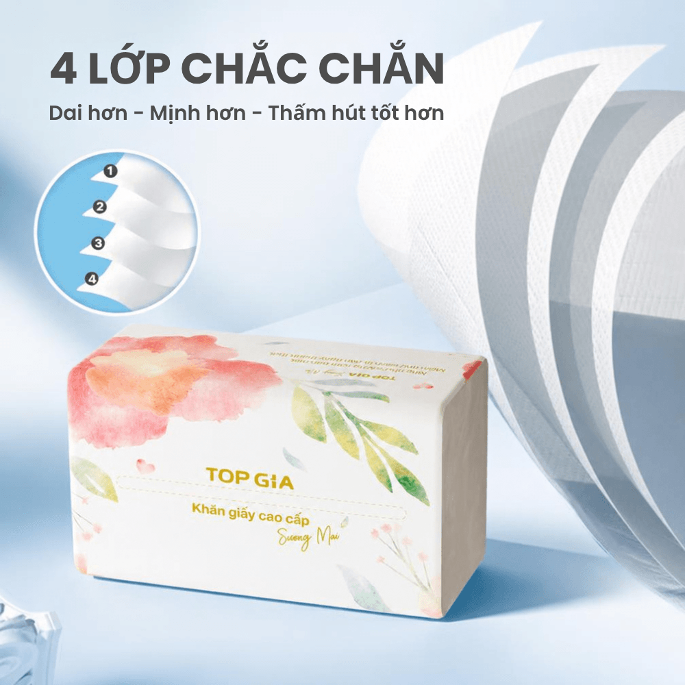 Khăn Giấy Ăn Sương Mai TOPGIA, Giấy Ăn Mềm Mịn Thấm Hút Tốt Dùng Cho Gia Đình
