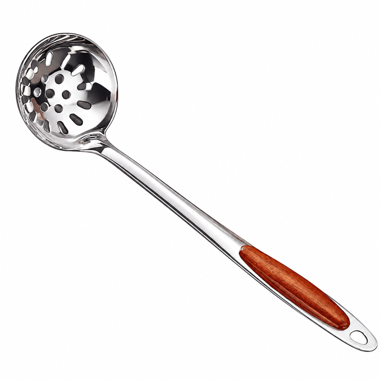 Vá Lỗ Gỗ 35cm, Muôi Vớt Thực Phẩm Cán Gỗ Nhà Bếp