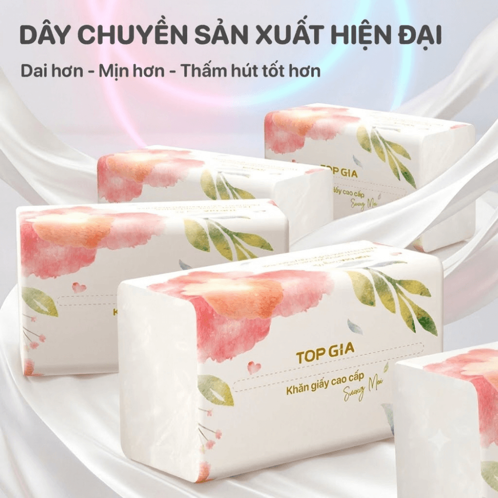 Khăn Giấy Ăn Sương Mai TOPGIA, Giấy Ăn Mềm Mịn Thấm Hút Tốt Dùng Cho Gia Đình