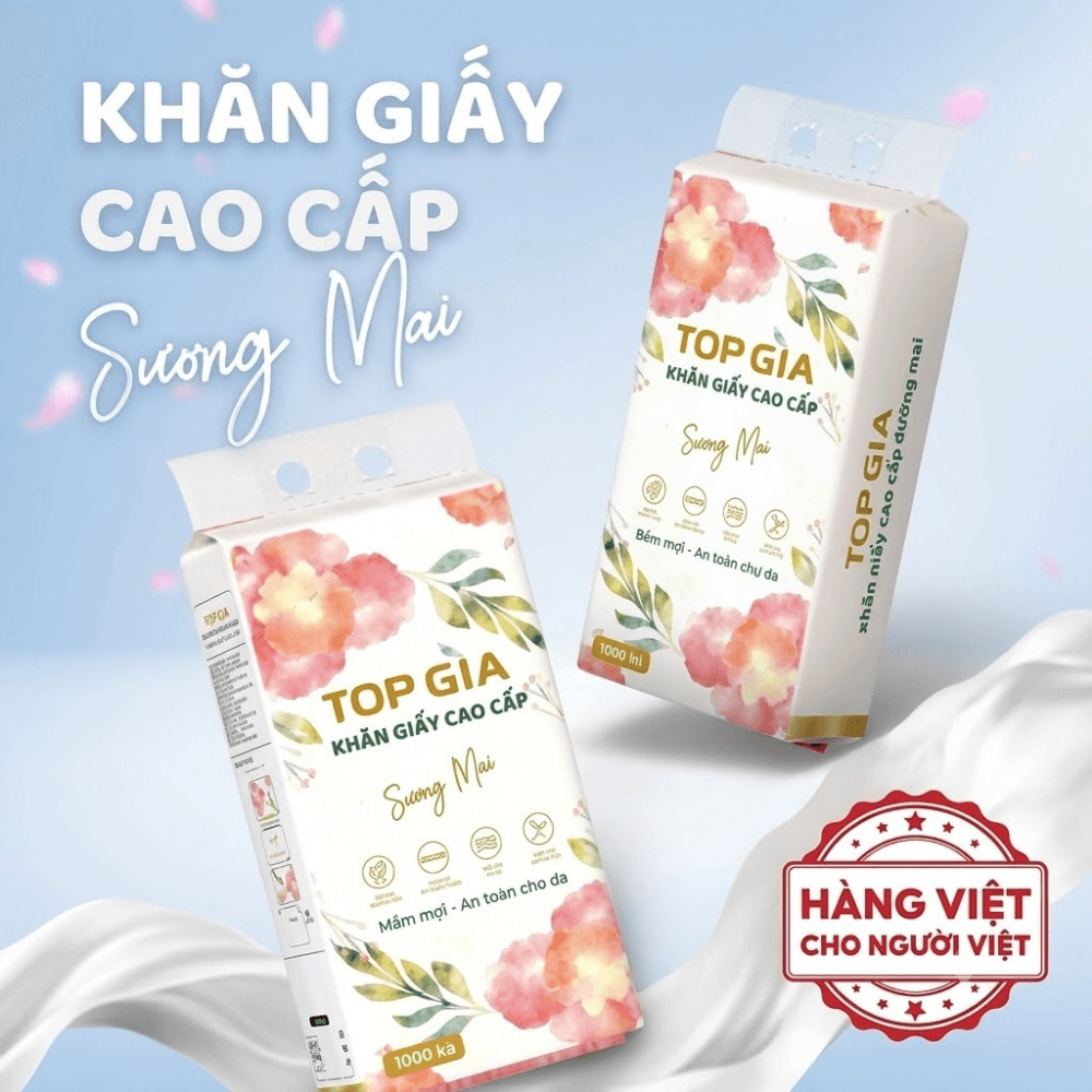 Khăn Giấy Rút Đáy Sương Mai TOPGIA 4 Lớp, Giấy Treo Tường Mềm Mịn Thấm Hút Tốt Dùng Gia Đình