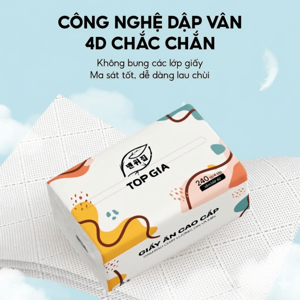Giấy Ăn Đa Sắc TOPGIA, Khăn Giấy Ăn Mềm Mịn Thấm Hút Tốt Dùng Cho Gia Đình