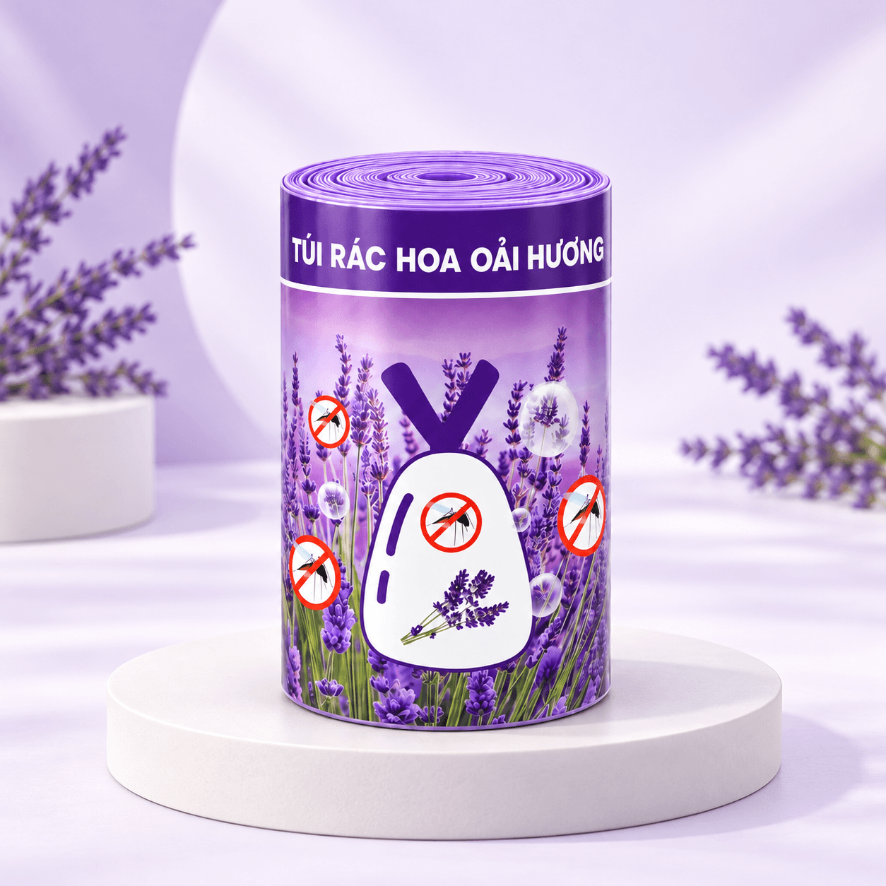 Cuộn 50 Túi Rác Oải Hương, Túi Đựng Rác Gia Đình Có Hương Thơm