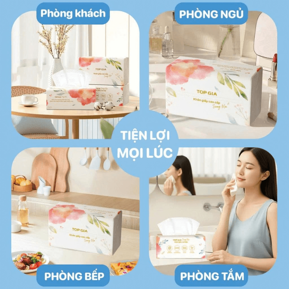 Khăn Giấy Ăn Sương Mai TOPGIA, Giấy Ăn Mềm Mịn Thấm Hút Tốt Dùng Cho Gia Đình