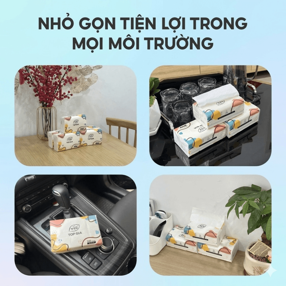 Giấy Ăn Đa Sắc TOPGIA, Khăn Giấy Ăn Mềm Mịn Thấm Hút Tốt Dùng Cho Gia Đình