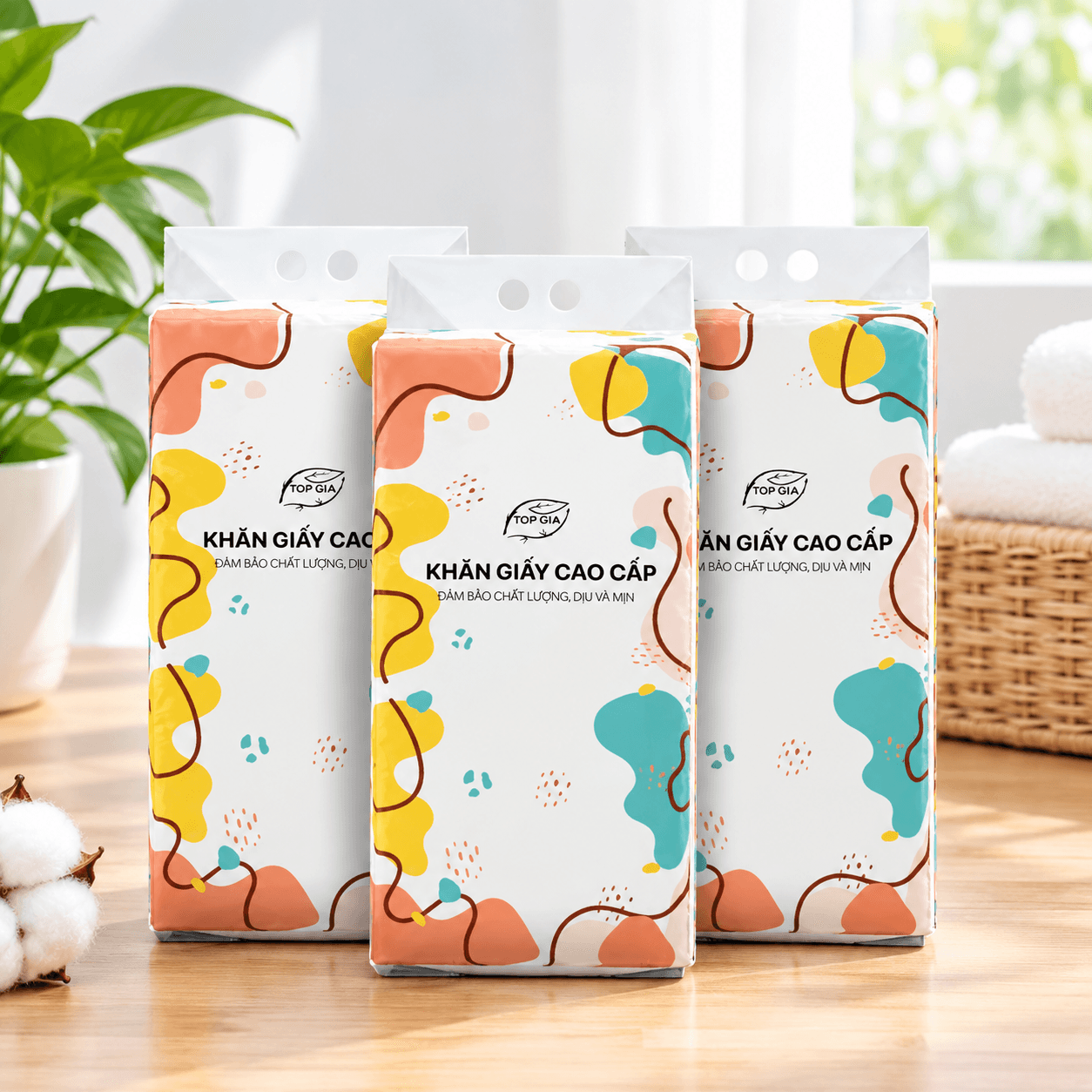 Giấy Rút Đáy Đa Sắc TOPGIA 4 Lớp, Giấy Vệ Sinh Treo Tường Mềm Mịn Thấm Hút Tốt Dùng Gia Đình