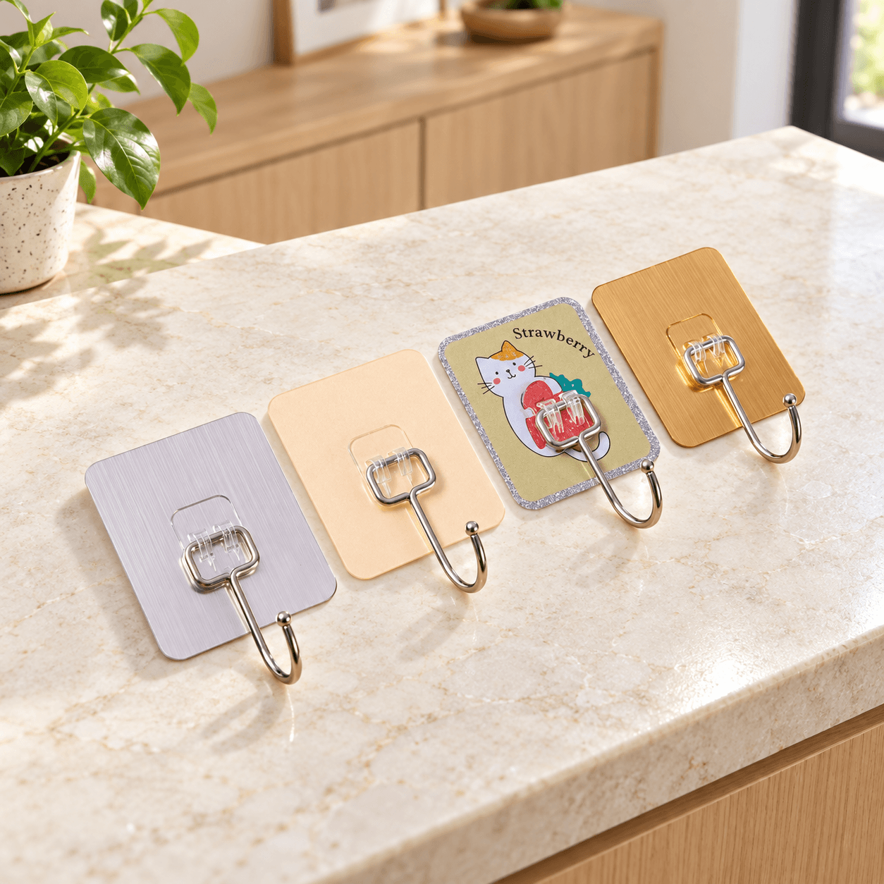 Móc Inox Đơn Dán Tường, Móc Treo Đồ Nhà Bếp Nhà Tắm Tiện Lợi