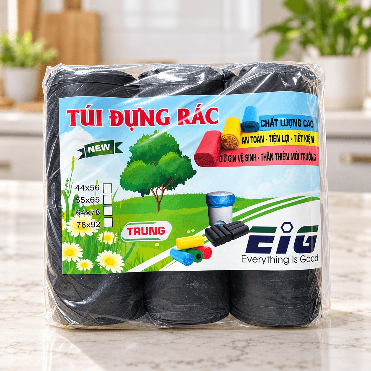 Túi Rác Màu Đen Size Trung 1kg, Túi Đựng Rác Gia Đình Tiện Lợi