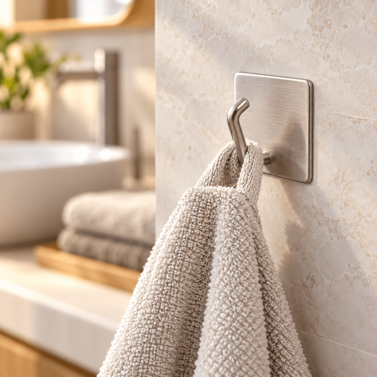 Móc Dán Tường Inox Số 7, Móc Treo Đồ Nhà Bếp Nhà Tắm