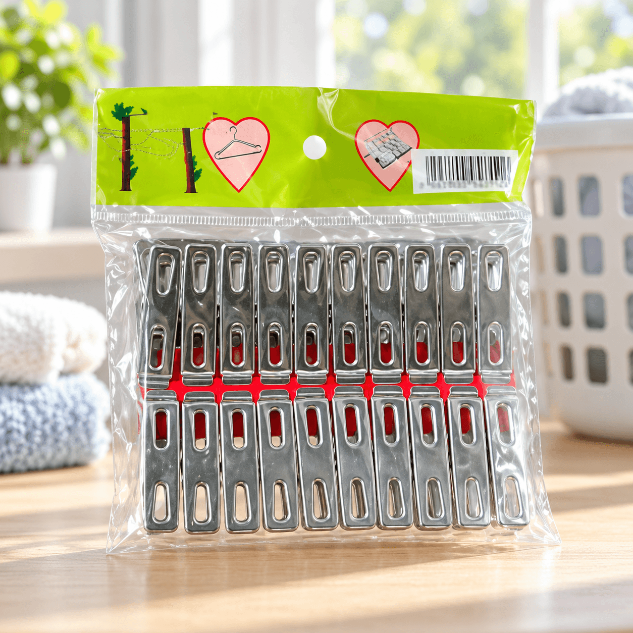 Set 20 Vỉ Kẹp Inox, Kẹp Đồ Gia Dụng Đa Năng