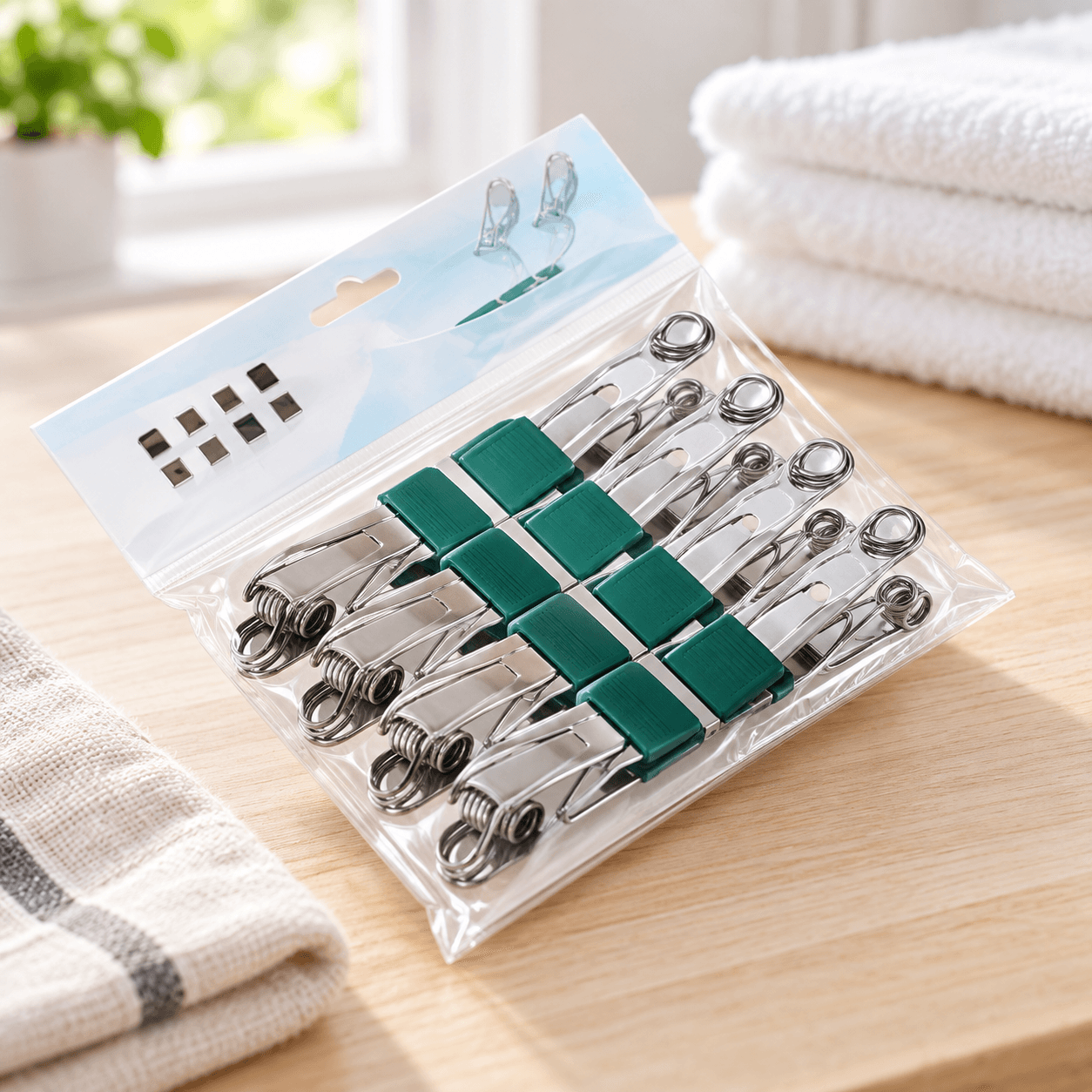 Bộ 5 Cái Móc Treo 8 Kẹp, Móc Phơi Tất Đồ Lót Quần Áo Đa Năng