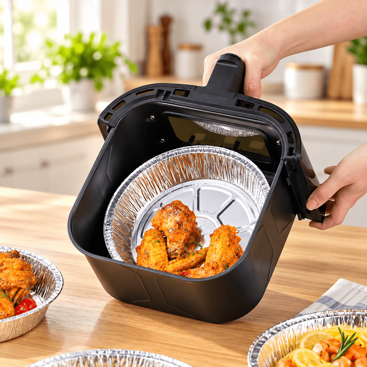 Dĩa Bạc Nồi Chiên Không Dầu 22cm, Khay Giấy Bạc Lót Nồi Chiên