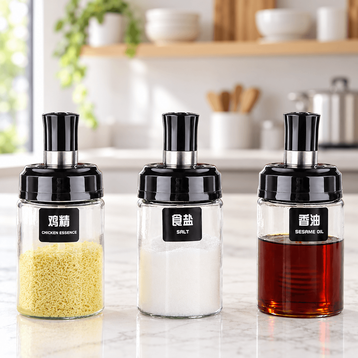 Lọ Đựng Gia Vị Kèm Muỗng, Hũ Gia Vị Nhà Bếp Tiện Lợi