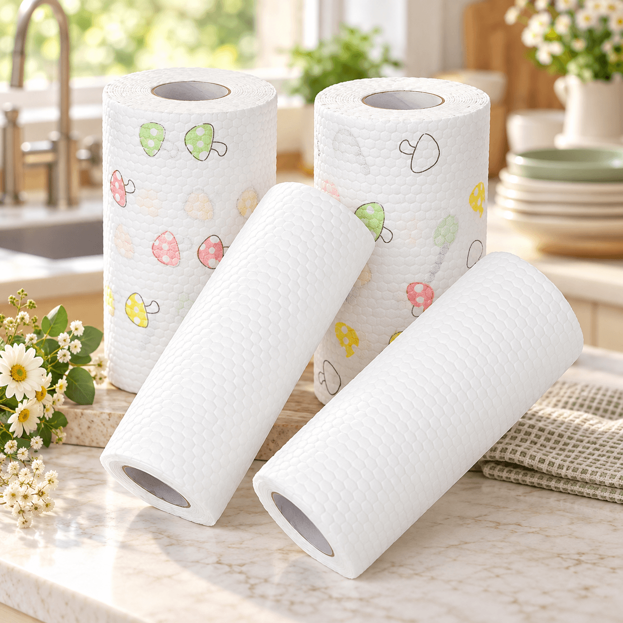 Cuộn Giấy Lau Bếp Đa Năng 20cm 40 Tờ, Giấy Lau Dầu Mỡ Nhà Bếp