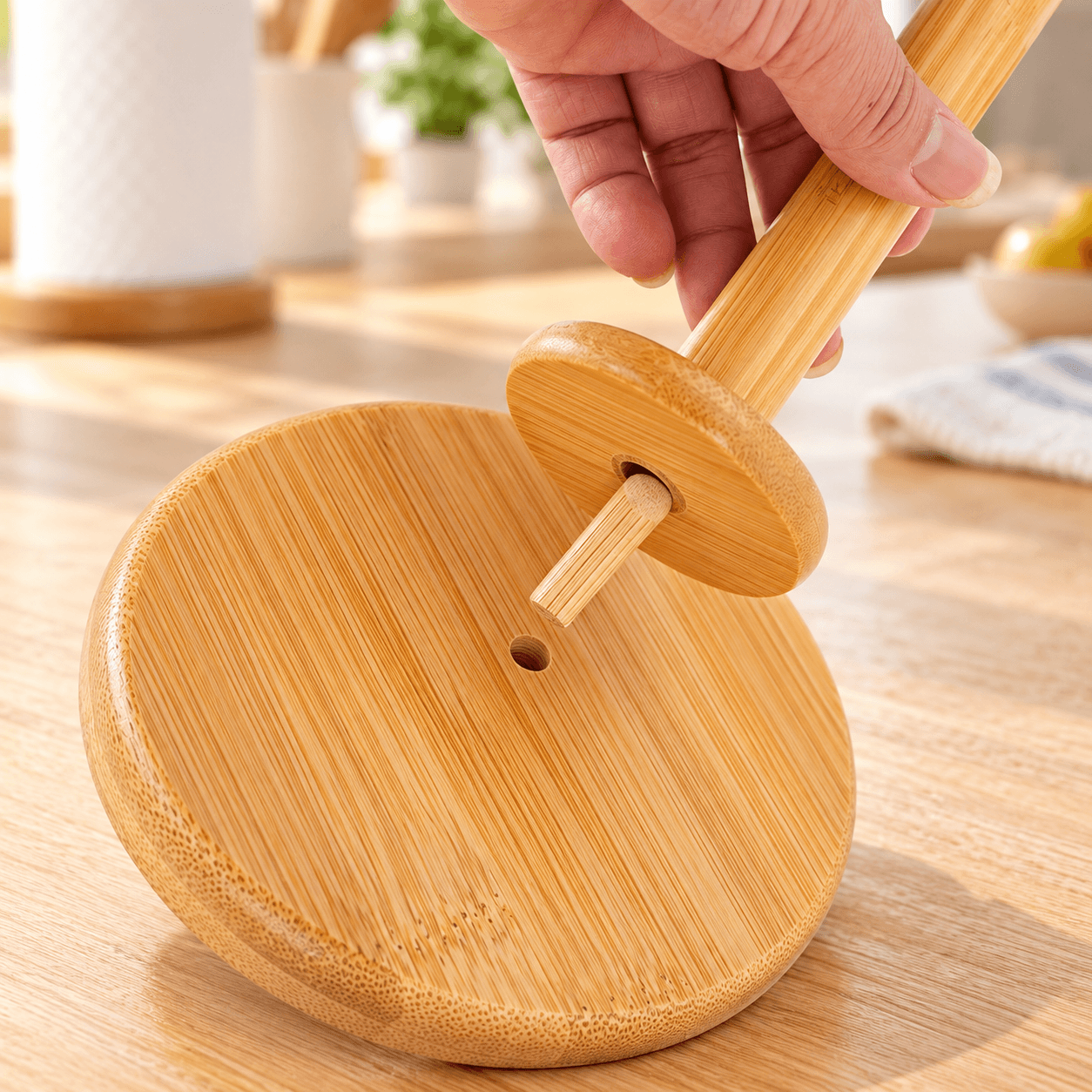Cọc Gỗ Để Giấy Cuộn 30cm, Giá Treo Giấy Cuộn Nhà Bếp Tiện LợI