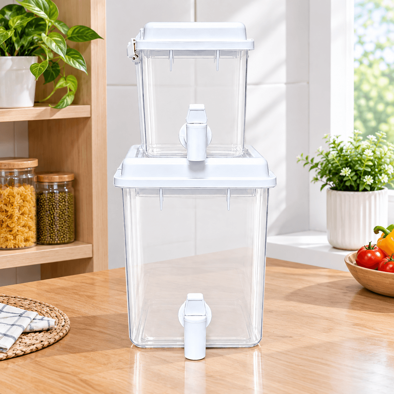 Bộ 2 Bình Lấy Nước Tiện Lợi, Bình Đựng Nước Tủ Lạnh Có Vòi, Tiện Dụng