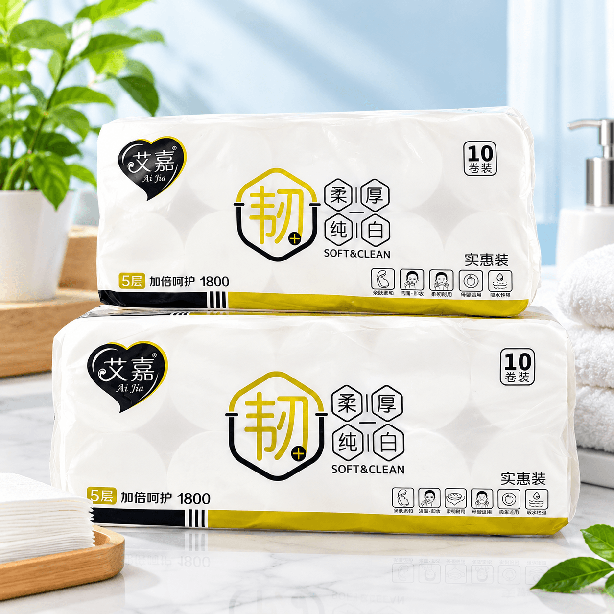 Bịch 10 Cuộn Giấy Vệ Sinh Soft Cao Cấp 2KG, Giấy Cuộn Mềm Mịn Dai Thấm Hút Tốt, Dùng Cho Gia Đình