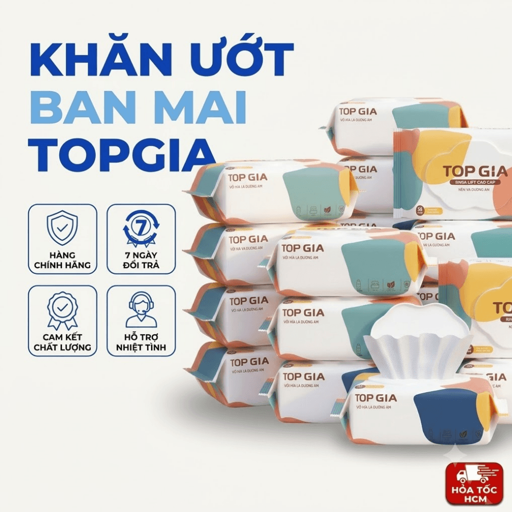 Khăn Ướt Ban Mai TOPGIA 80 Tờ, Khăn Giấy Ướt Mềm Mại Tiện Lợi Dùng Cho Gia Đình - 02010201002