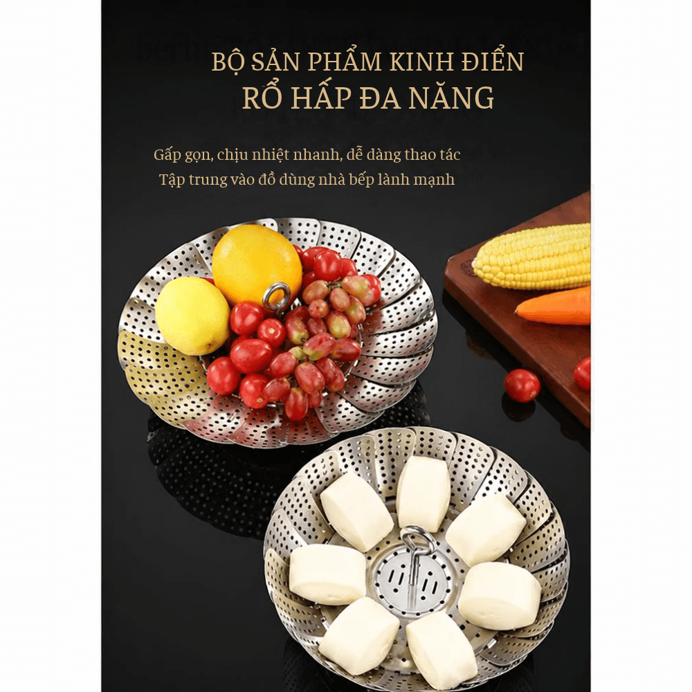 Vỉ Hấp Inox Đa Năng 26cm, Xửng Hấp Thực Phẩm Inox Dùng Hấp Rau Củ Bánh Bao Nhà Bếp