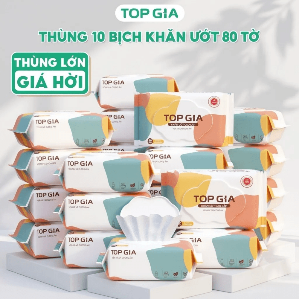 Khăn Ướt Ban Mai TOPGIA 80 Tờ, Khăn Giấy Ướt Mềm Mại Tiện Lợi Dùng Cho Gia Đình