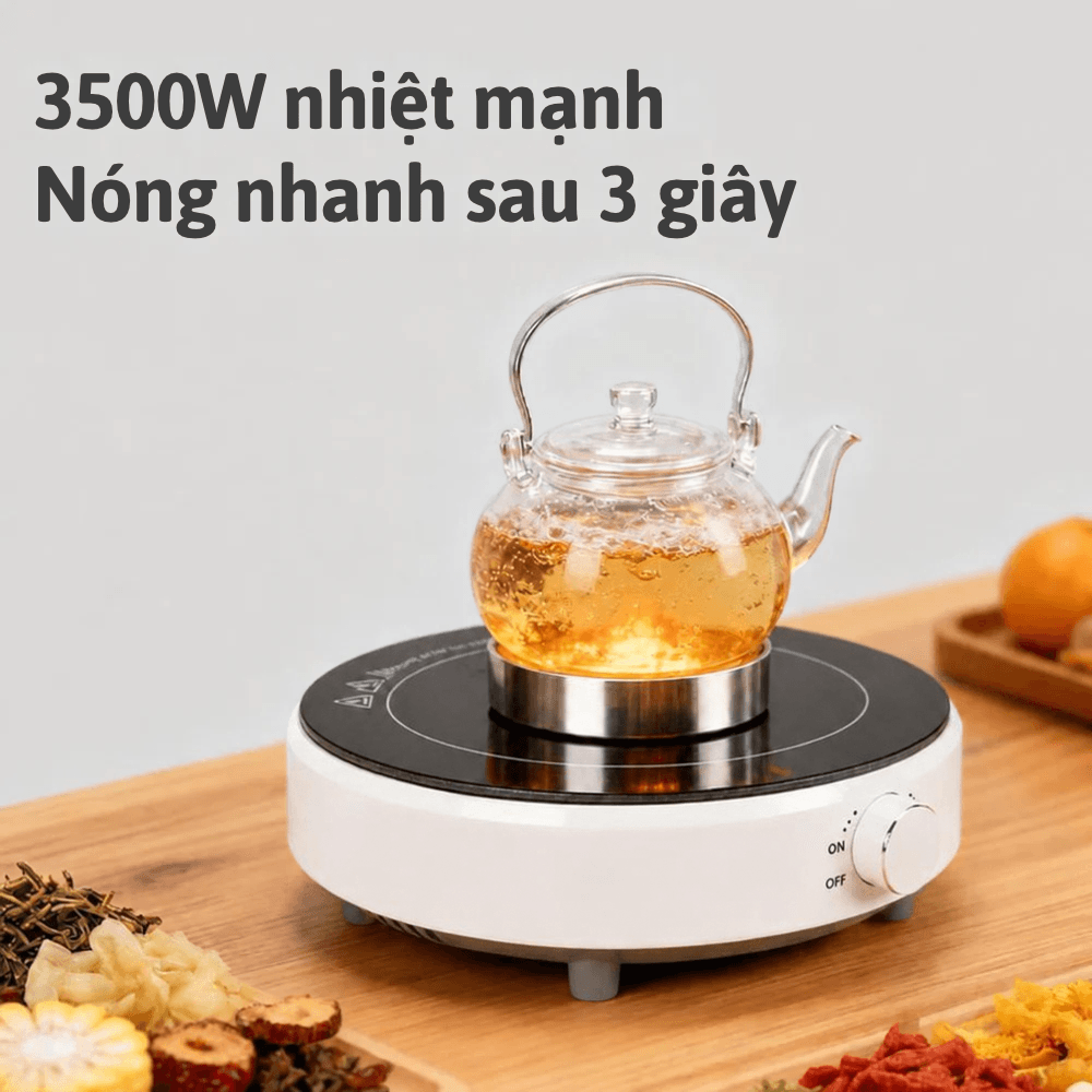 Bếp Từ Đơn GROPA Công Suất Cao – Mặt Kính Cao Cấp, Núm Vặn Điều Chỉnh