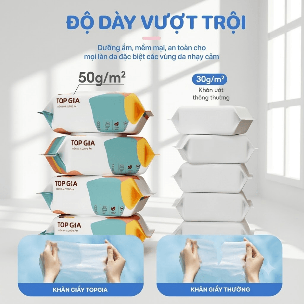 Khăn Ướt Ban Mai TOPGIA 80 Tờ, Khăn Giấy Ướt Mềm Mại Tiện Lợi Dùng Cho Gia Đình
