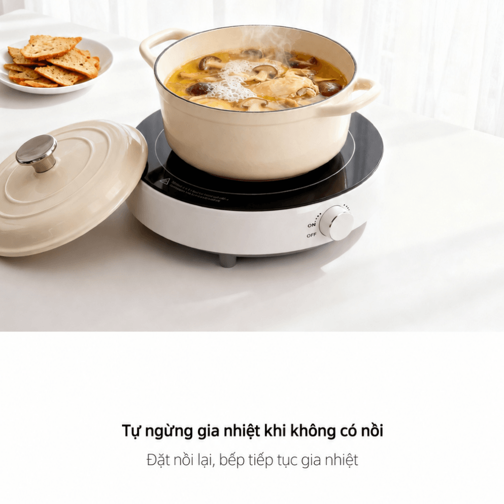 Bếp Từ Đơn GROPA Công Suất Cao – Mặt Kính Cao Cấp, Núm Vặn Điều Chỉnh