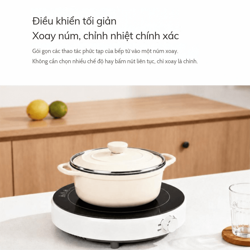 Bếp Từ Đơn GROPA Công Suất Cao – Mặt Kính Cao Cấp, Núm Vặn Điều Chỉnh