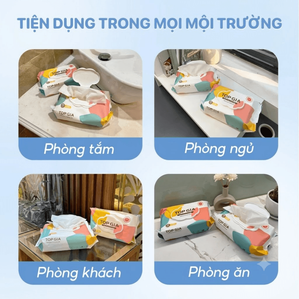 Khăn Ướt Ban Mai TOPGIA 80 Tờ, Khăn Giấy Ướt Mềm Mại Tiện Lợi Dùng Cho Gia Đình
